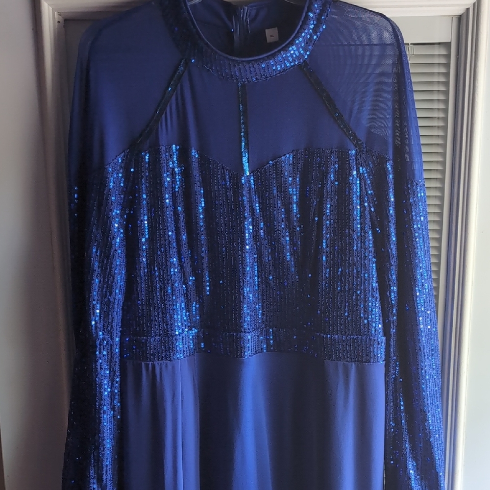 Elegant Blue Sequin Dress